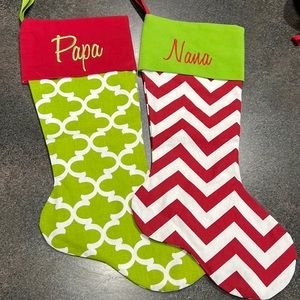 Nana and Papa Christmas Stockings SET